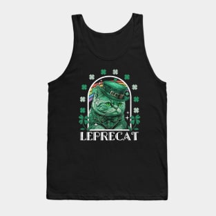 Leprecat Funny Saint Patrick's Day Cat Leprechaun Tank Top